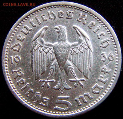 Германия. 3-й Рейх_5 рейхсмарок 1936(А); до 25.04_23.00мск - 10535