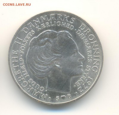 Ag. Дания 10 крон 1972. Маргрете II . AU. до 30.04 22:00 - 8