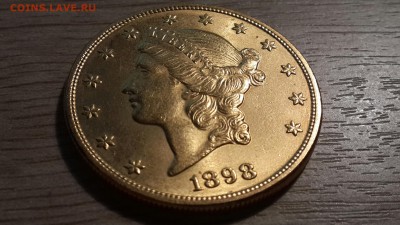 20$ США (золото)  1898г. 33.44г (оценка, опознание) - 20160426_213150