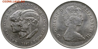 с 1 руб!Крона 25 пенсов Великобритания 1981 Свадьба Дианы - 4385-1112_b