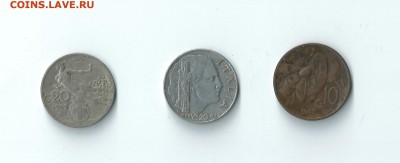 Италия 10, 20, 20 чентезимо 1909-1940 до 29.04 22:00 - 1