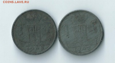 Бельгия 1 франк 1942-1943 разные легенды до 29.04 22:00 - 01