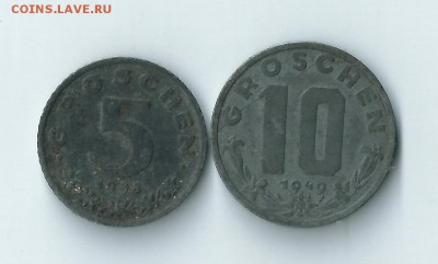Австрия 5, 10 грошей 1948-1949 до 29.04 22:00 - 07