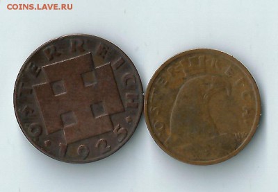 Австрия 1, 2 гроша 1925-1929 до 29.04 22:00 - 10