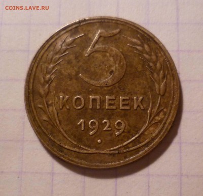 5 коп 1929 года-Хорошая- До 30.04.2016в 22:00 - 5-29-1