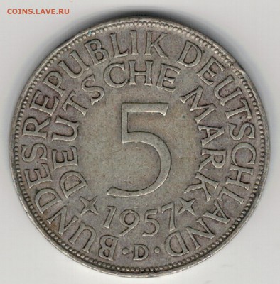 Ag ФРГ 5 МАРОК 1957D ДО 05.05.16 В 22.00МСК (В275) - 5-г5м57Д1
