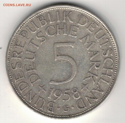 Ag ФРГ 5 МАРОК 1958G ДО 05.05.16 В 22.00МСК (В275) - 5-г5м58Г1