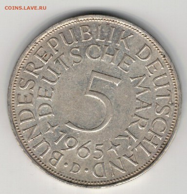 Ag ФРГ 5 МАРОК 1965D ДО 05.05.16 В 22.00МСК (В275) - 5-г5м65а