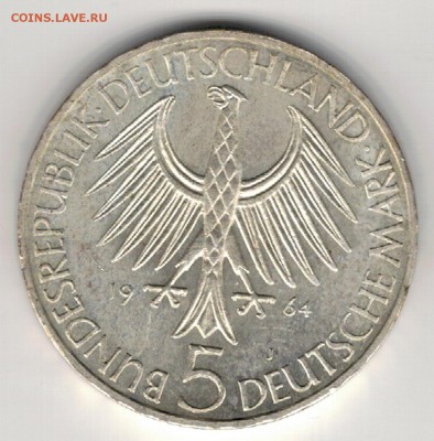Ag ФРГ 5 МАРОК 1964J ФИХТЕ ДО 05.05.16 В 22.00МСК (В357) - 5-гФРГ5м64а