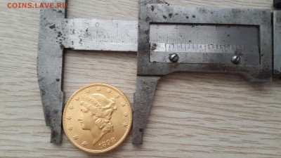 20$ США (золото)  1898г. 33.44г (оценка, опознание) - 20160502_153415