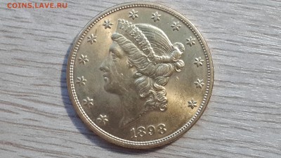 20$ США (золото)  1898г. 33.44г (оценка, опознание) - 20160502_154201