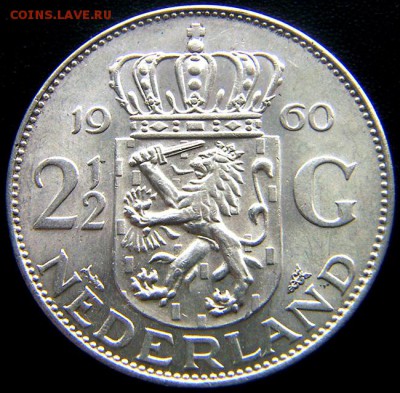 Нидерланды_2,5 гульдена 1960. Отличное серебро_03.05_22.04м - 10972