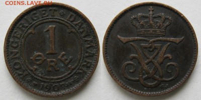 10.Разная инострань по фиксу - 10 13 Дания 1 эре 1907    151-14-867