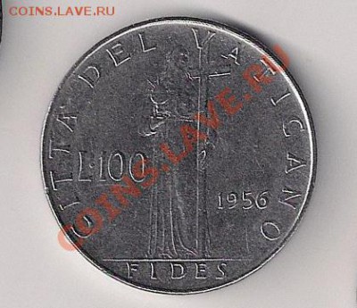 Ватимкан  100 лир 1956 Пиуш XII - ват100-21