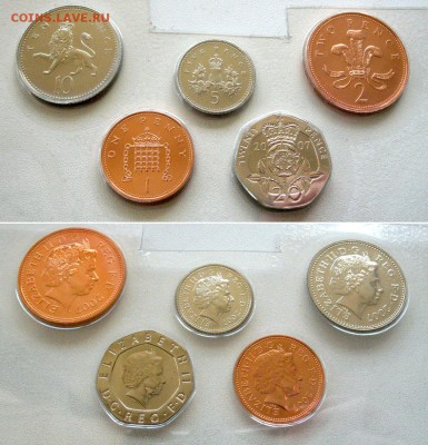 БРИТАНИЯ 5 монет 1-20 пенсов 2007 BUNC в блистере до 10.5 - GB_nabr5_2007