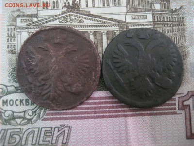 Денга 1734,денга 1736гг. - монеты 1725