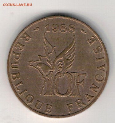 ФРАНЦИЯ 10 ФРАНКОВ 1988 РОЛАН ГАРРОС ДО 12.05 В 22.00МСК - 4-фр10ф88а