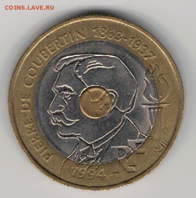 ФРАНЦИЯ 20 ФРАНКОВ 1994 КУБЕРТЕН ДО 12.05 В 22.00МСК (В353) - 4-фр20ф94