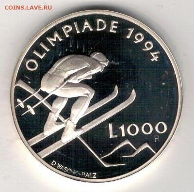 Ag САН-МАРИНО 1000 ЛИР 1994 ОЛИМПИАДА ДО 28.04 В 22Ч (В441) - 5-см1000а