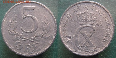 11.Разная инострань по фиксу - 11 13 Дания 5 эре 1945