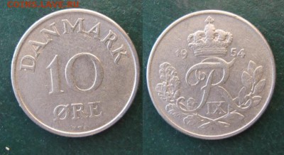 11.Разная инострань по фиксу - 11 34 Дания 10 эре 1954 г