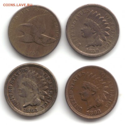 1 цент США 1858г . Парящий орел. - 1 Cent USA VS