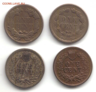 1 цент США 1858г . Парящий орел. - 1 Cent USA RS