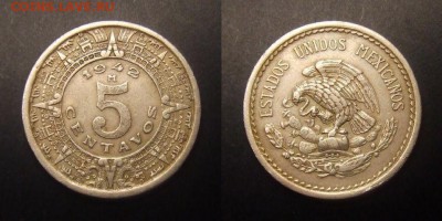 3 - Мексика – 5 сентаво (1942) медь-ник.