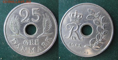 11.Разная инострань по фиксу - 11 45 Дания 25 эре 1968
