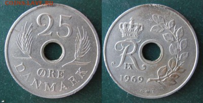 11.Разная инострань по фиксу - 11 46 Дания 25 эре 1969 г