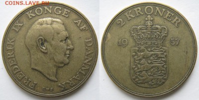 11.Разная инострань по фиксу - 11 57 Дания 2 кроны 1957    923