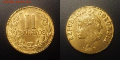 3 - Колумбия – 2 сентаво (1959) алюм. бронза (XF)