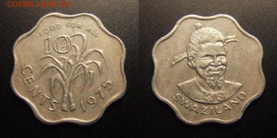 3 - Свазиленд - 10 центов (1975) «ФАО; сахарный тростник» (XF)