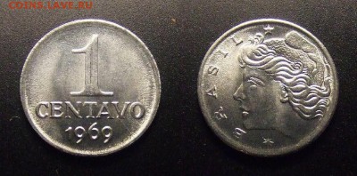 3 - Бразилия – 1 сентаво (1969) нерж.сталь (тонкая – 1,75гр.) №1