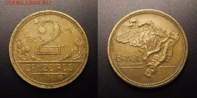 3 - Бразилия – 2 крузейро (1953) «Карта Бразилии»