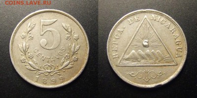 3 - Никарагуа – 5 сентаво (1899) медь-ник. №1