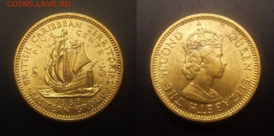3 - Восточные Карибы – 5 центов (1955) «Парусник; Елизавета II» №1