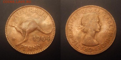 3 - Австралия – 1 пенни (1964) «Кенгуру; Елизавета II»