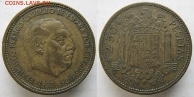 11.Разная инострань по фиксу - 11 98 Испания 2 с пол песета 1953    290