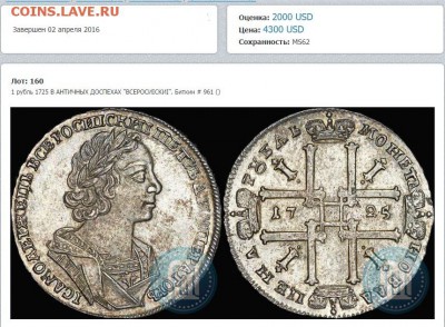 Рубль 1725г - 000