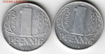 ГДР. 1 пфенниг 1968 г. 2 шт. до 24.00 21.05.16 г. - Scan-160514-0020