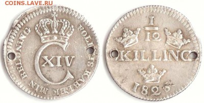 12 скиллинга 1825 (покрытая монета или изделие) - Швеция 1.12 скиллинга 1825 (Reeded edge) 1,99gr 20,8mm KM-616 (copper) 311