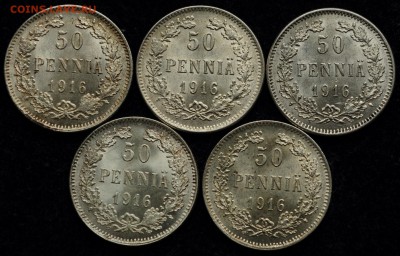 Лот - 50 пенни 1916г. 10шт. aUNC-UNC - 50пенни1916_1_3