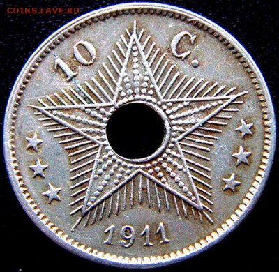 Бельгийское Конго_10 сантимов 1911; до 18.05_22.30мск - 9167