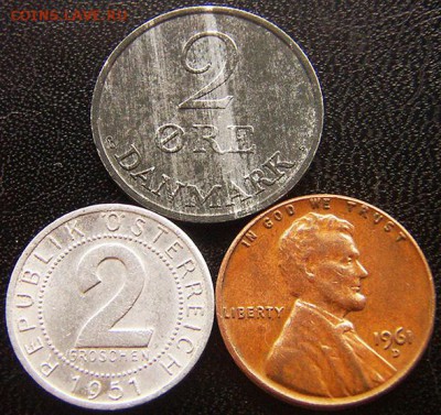 3 отличные зарубежные монеты 1951-59-61; до 18.05_22.40мск - 10371