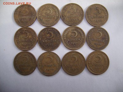 5 копеек СССР (дореформенные) 1928-1957 год 12 штук - RIMG0001.JPG