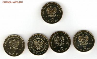 Польша 2zł Юбилейка 1997,1999гг 5 монет - 105352_scan
