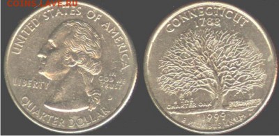 США- 25 центов- 1999г.- KONNEKTIKUT-D, 21.00 мск 26.05.2016 - США- 25 центов 1999 -  KONNEKTIKUT-D-2