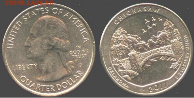 США- 25 центов 2011 -CHICKASAW-D, 21.00 мск 26.05.2016 - США- 25 центов 2011 -CHICKASAW-D