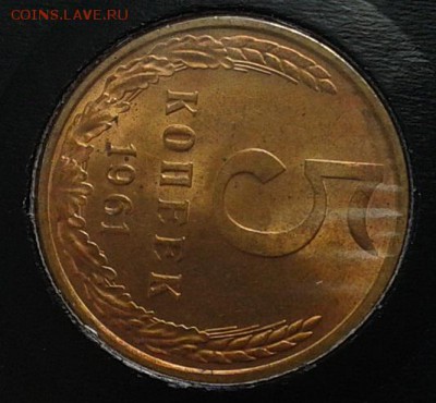 5 копеек 1961г (3) оч яркий мешковой UNC до 23.05.16 - Фото-0331